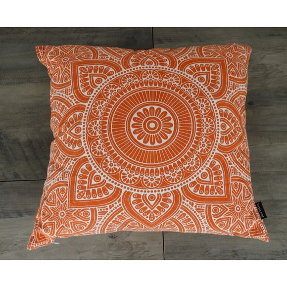 Tree Wool Throw Couch Bed Pillow 16 x 16 Floral Paisley Orange White - Picture 1 of 3